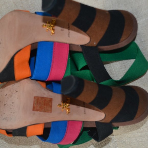 Prada Rainbow Multicolor Elastic Sandals Heels - Picture 7 of 8